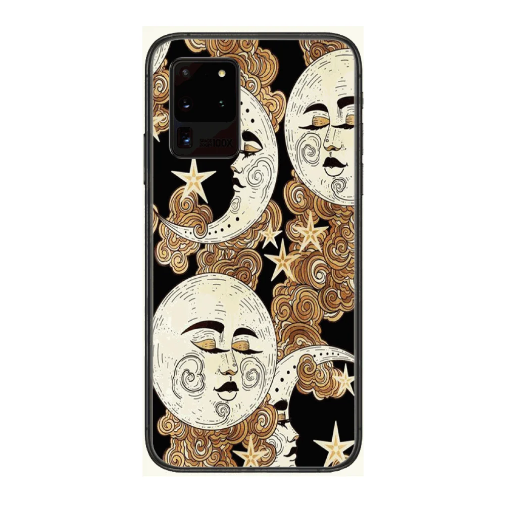 

Sun Moon Face Frosting Phone cover hull For SamSung Galaxy S 6 7 8 9 10 20 Plus Edge E 5G Lite Ultra black soft bumper
