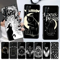 witch and cat colorful cute black phone case for huawei p30 lite p20 pro p40 p10 mate 20 40 30 10 p smart z plus pattern casing