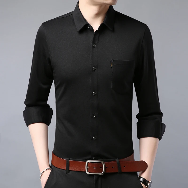 Мужская рубашка с длинным рукавом приталенная весна 2020 новинка солидные бизнес
