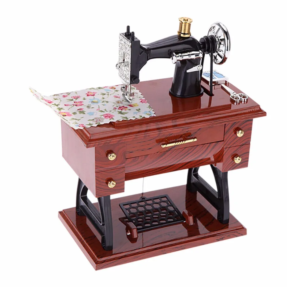 Винтажная мини швейная машина Музыкальная Коробка ручная намотка музыкальная