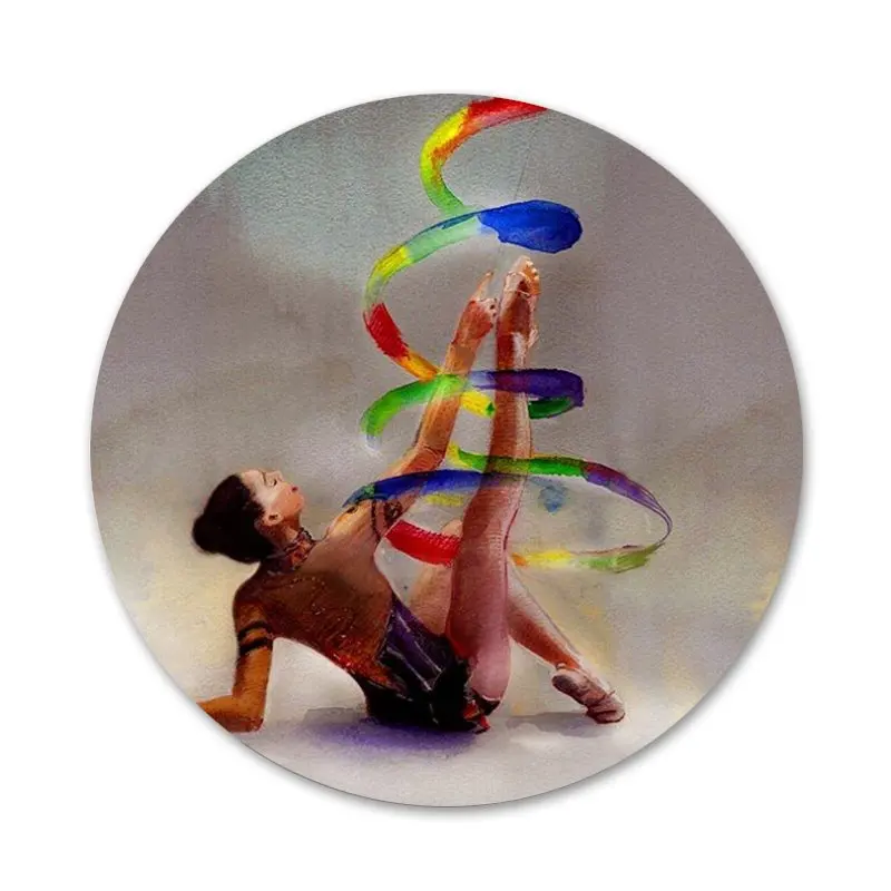 

Painting Girl Sport Gymnastic Icons Pins Badge Decoration Brooches Metal Badges For Backpack Decoration