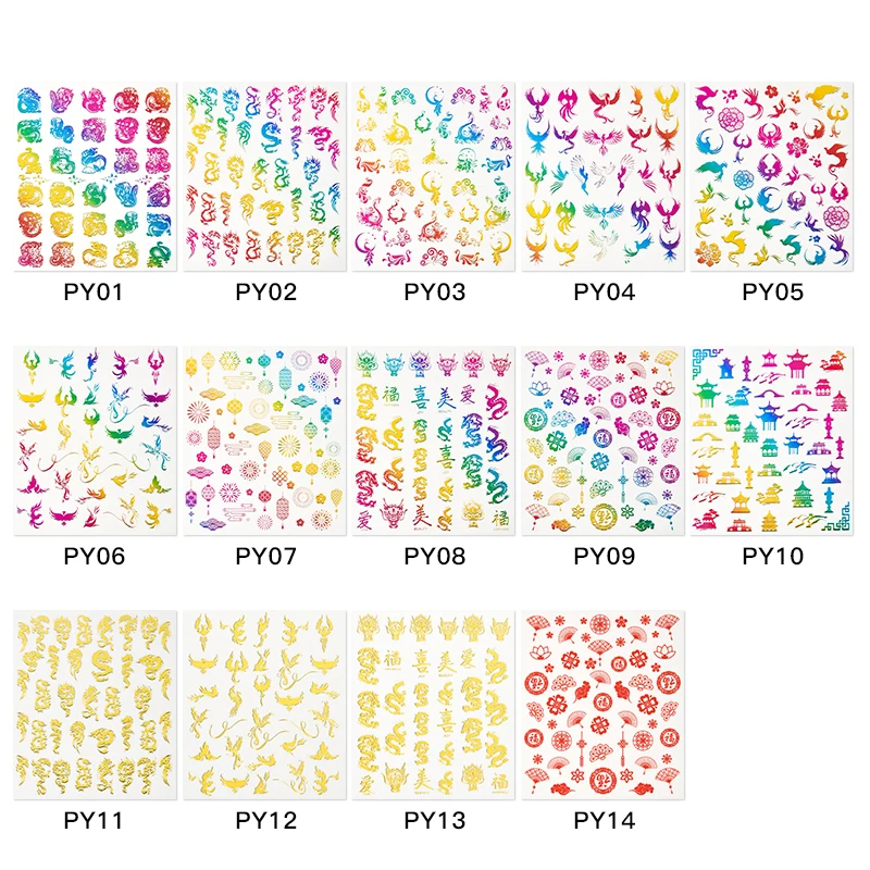 1 шт. Золотые 3D наклейки для ногтей с изображением дракона в китайском стиле