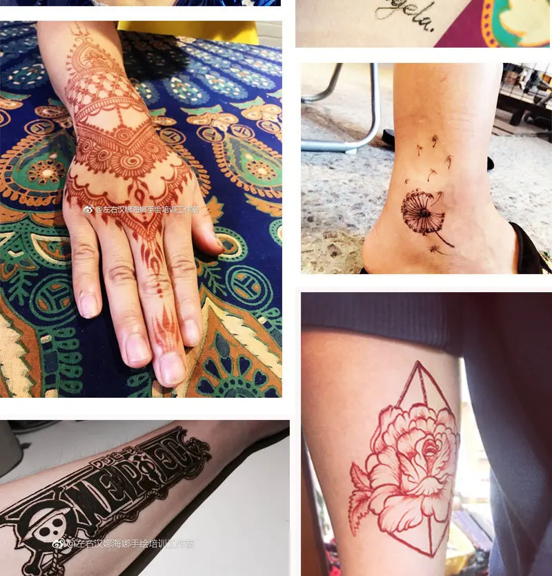 Индийский крем для татуажа Неха хна коричневый водостойкий прочный расписанный