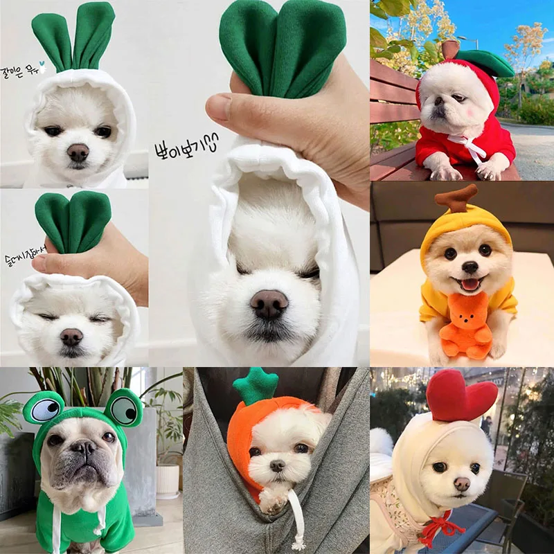 

Cute Fruit Heart Dog Coat Hoodies Fleece Pet Dogs Costume Jacket Warm Winte Dogs Cats Clothes For Puppy Kitten French Bulldog