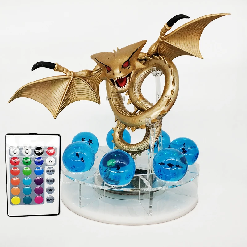 rgb lamp blue ball4 15 см Dragon Ball Shenron figulas прикроватная лампа Dragon Ball Z рисунок ночной Светильник Shenlong+ 7 шт 3,5 см шарики+ акриловая полка DBZ - Цвет: rgb lamp blue ball4