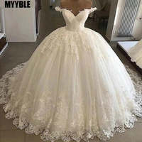 elegant muted white off shoulder wedding dresses ball gowns lace button appliques bridal dress wedding gown custom plus size