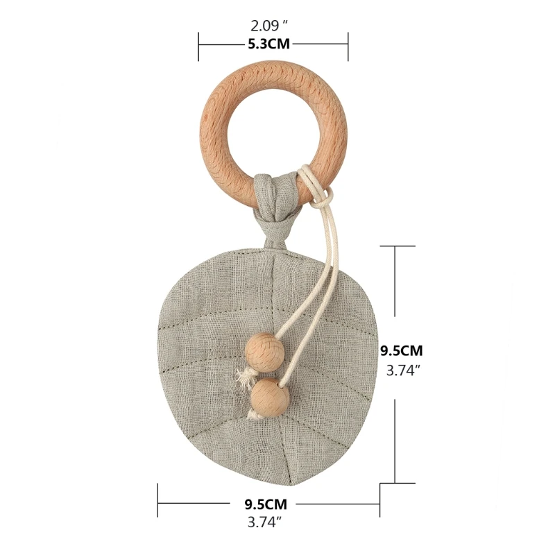

OOTDTY 1Pc Baby Wooden Teether Leaves BPA Free Wood Ring Rattle Teeth Pendant Baby Play Gym Toy Children's Good Nurse Gift
