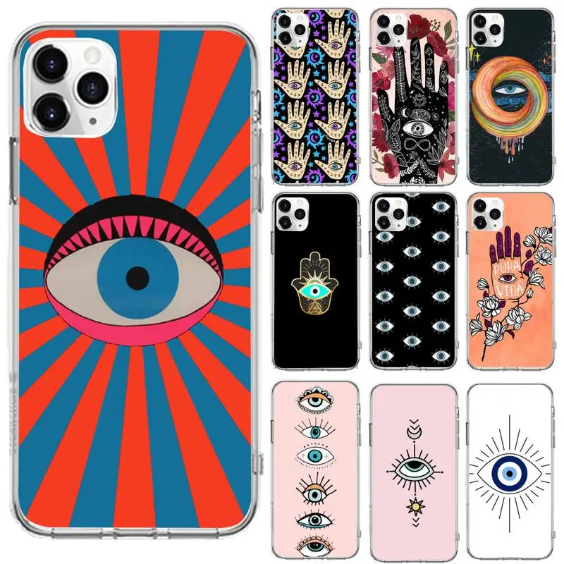 

Gold Foil Evil Eye In Blush Phone Case Transparent for iPhone 6 7 8 11 12 s mini pro X XS XR MAX Plus se cover funda shell