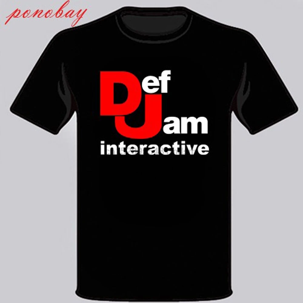 Новый Def jam записи Интерактивная Музыка Логотип Мужская черная футболка Размер