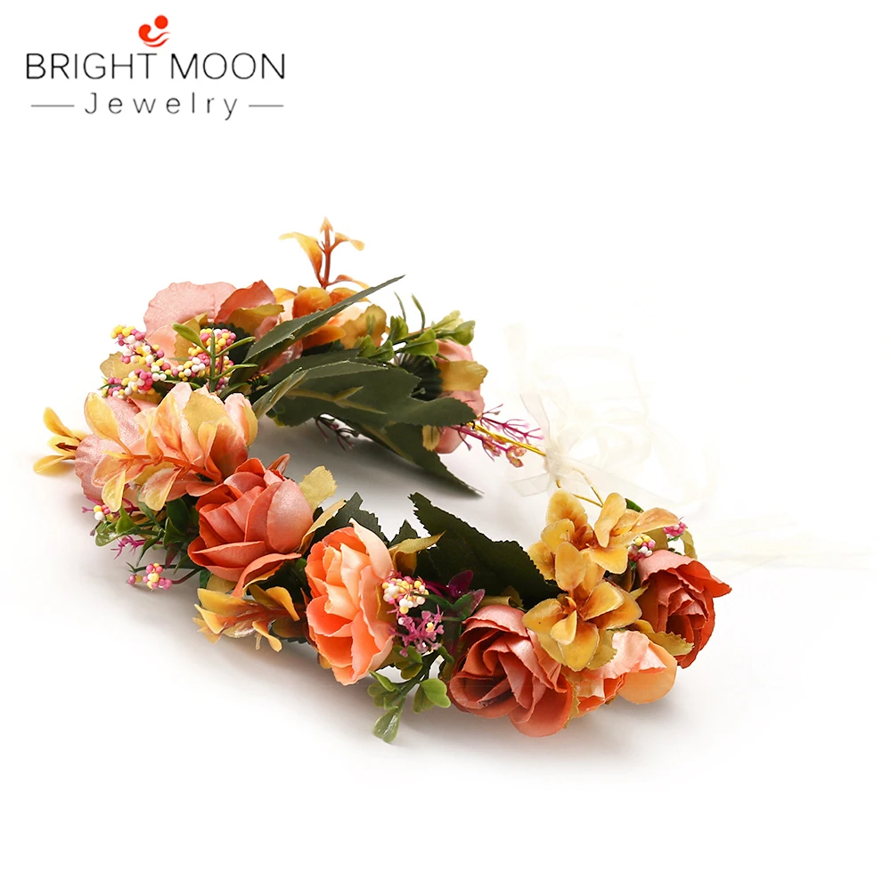 orange headband Яркая луна, винтажное Ювелирное Украшение, повязка на голову, белые розы, лента для свадьбы, подружки невесты, цветок, корона, модные аксессуары для девочек, женский подарок - Окраска металла: orange headband