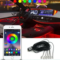 app car atmosphere lights fiber optic light colorful cold light rf wireless remote mobile phone control decorative lamp
