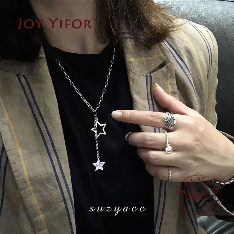 100% 925 серебряное ожерелье в винтажном стиле кисточки виде звезд крест кулон