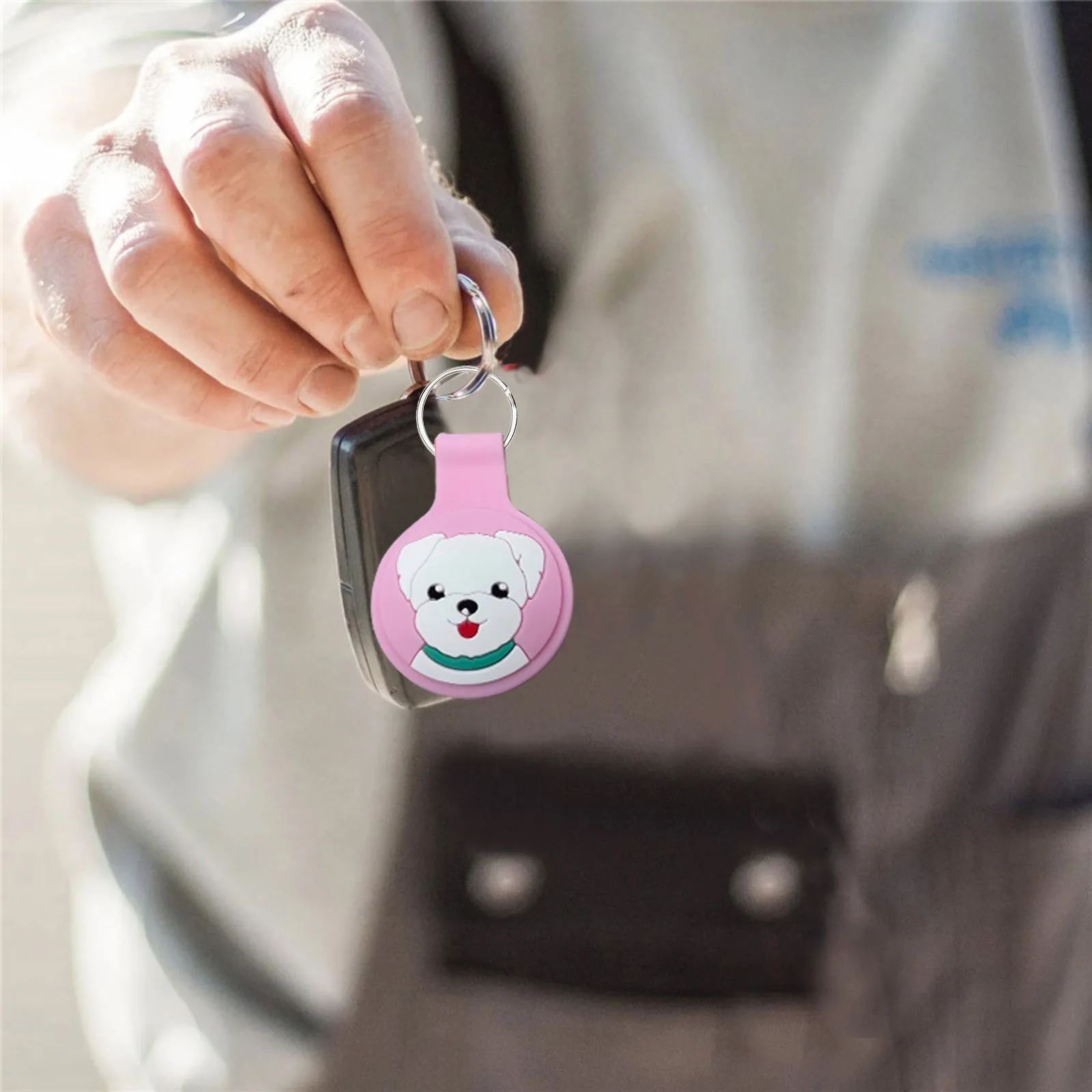 

For Apple AirTag Silicone Protective Sleeve Case Anti-lost Keychain Holder Key Finder Spring Keychain-bomei