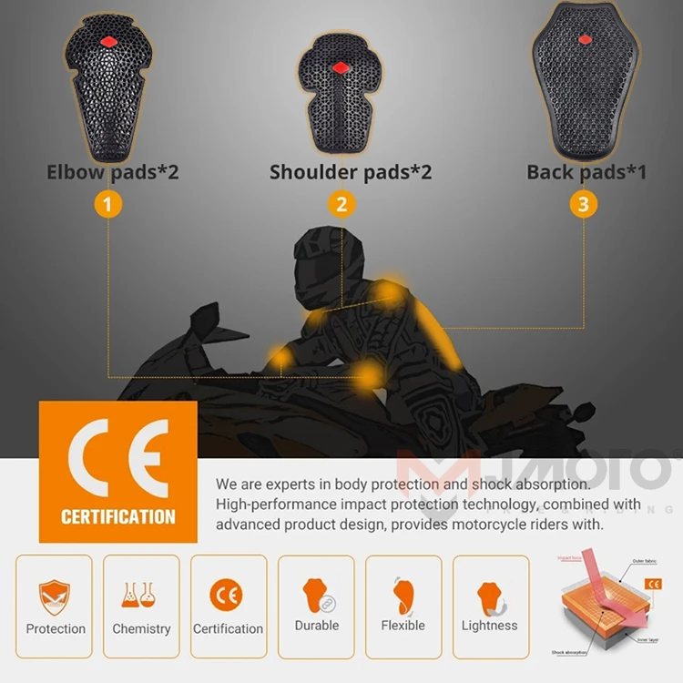

Motorcycle Armor CE Certified Jacket Insert Full Body Protector Elasticity Body Armor Back Spine Protective Pad Back/Chest/Hip