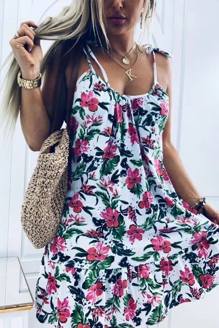 

new backless women floral print dress women summer elegant short spaghetti strap vestido de mujer beach holiday travel