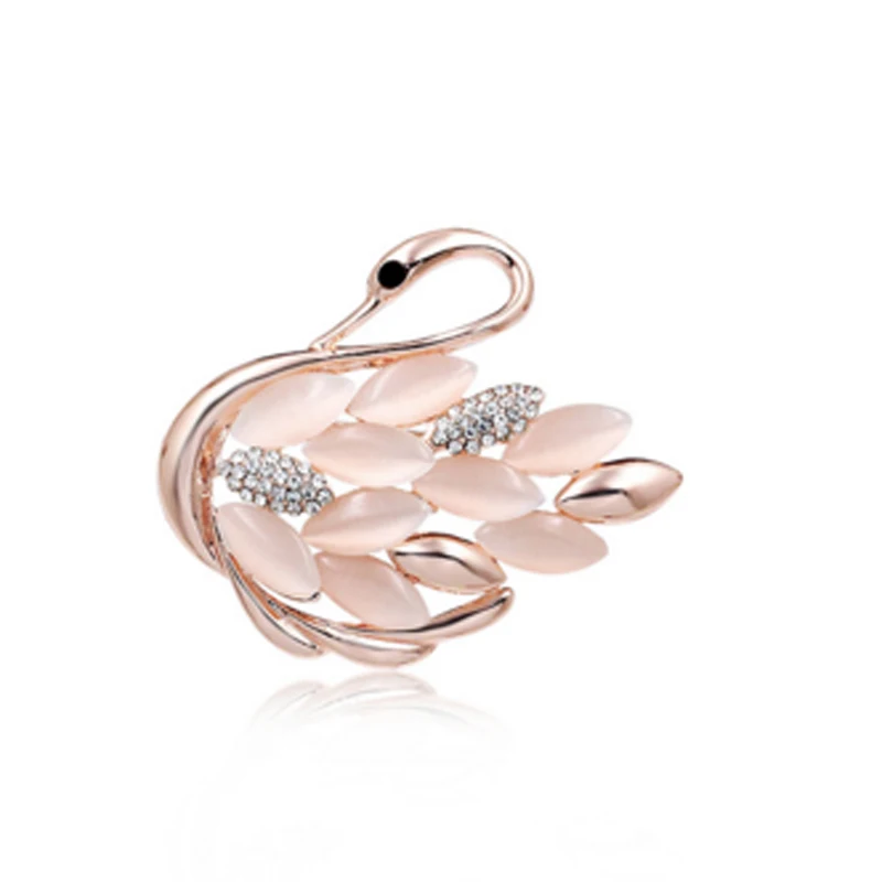Hot the dancing swan Brooch fashion cat eye stone brooches with shinning rhinestone jewelry women gift |