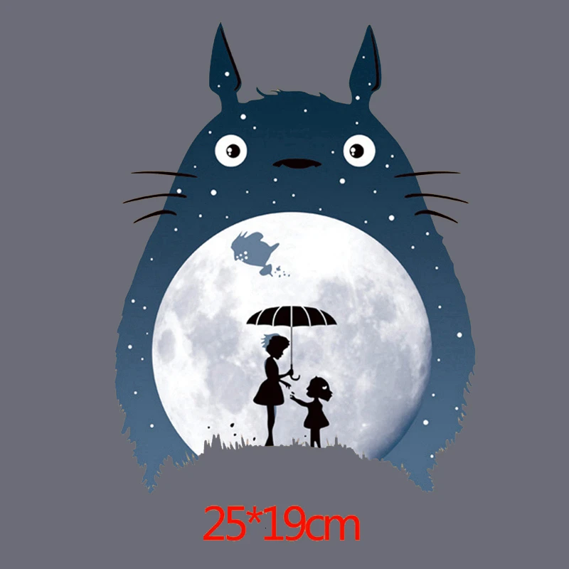 

Anime Totoro Patches for Clothing Stickers Iron on Appliques Diy T-shirt Thermal Transfer Luminous Sticker Boys Clothing Decor