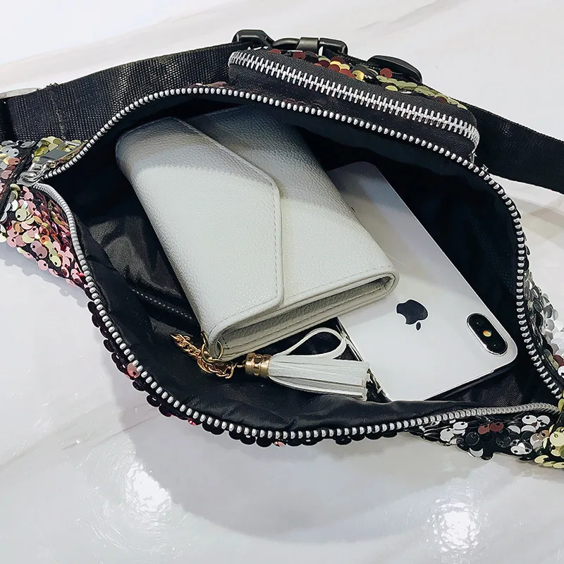 

Sports Waist Bag Unisex Sequined Chest Bag Multifunctional Large-capacity Cash Register Bag Purses and Handbags Bags for Women