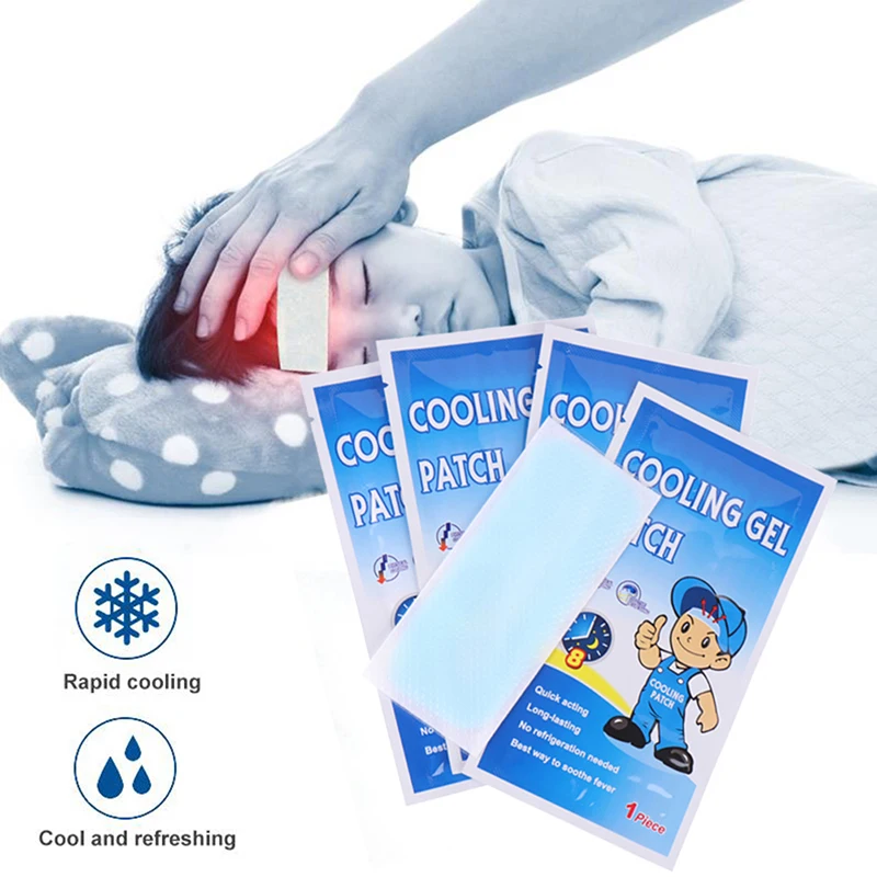 

5Pcs Gel Cooling Patches Migraine Headache Pad Baby Fever Down Medical Plaster