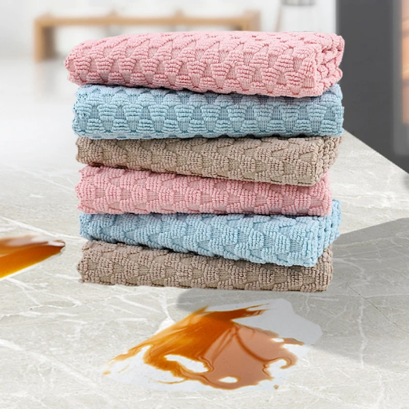 

5PCS Washing Cloth Anti-Grease Efficient Microfiber Absorbent Dish Drying Cloth Glass Home Cleaning Towel Kitchen Tools Gadgets