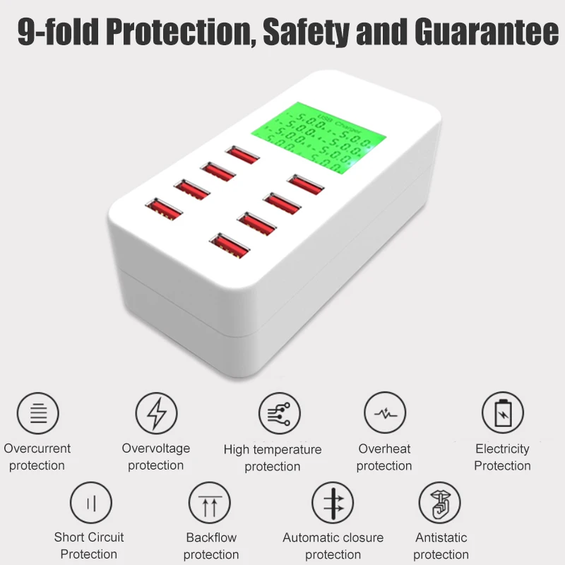 USB Зарядное устройство Smart 8 Порты и разъёмы s Настольный по ограничению на