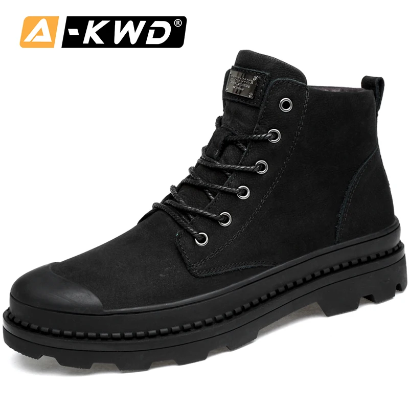 Мужские зимние ботинки на меху черные высокие кроссовки Рабочая обувь