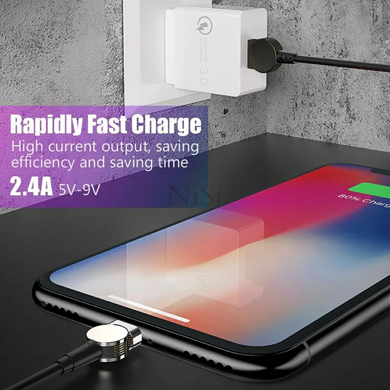 180 Вращение магнитное кольцо зарядный кабель Универсальный для iPhone Android Type C LFX