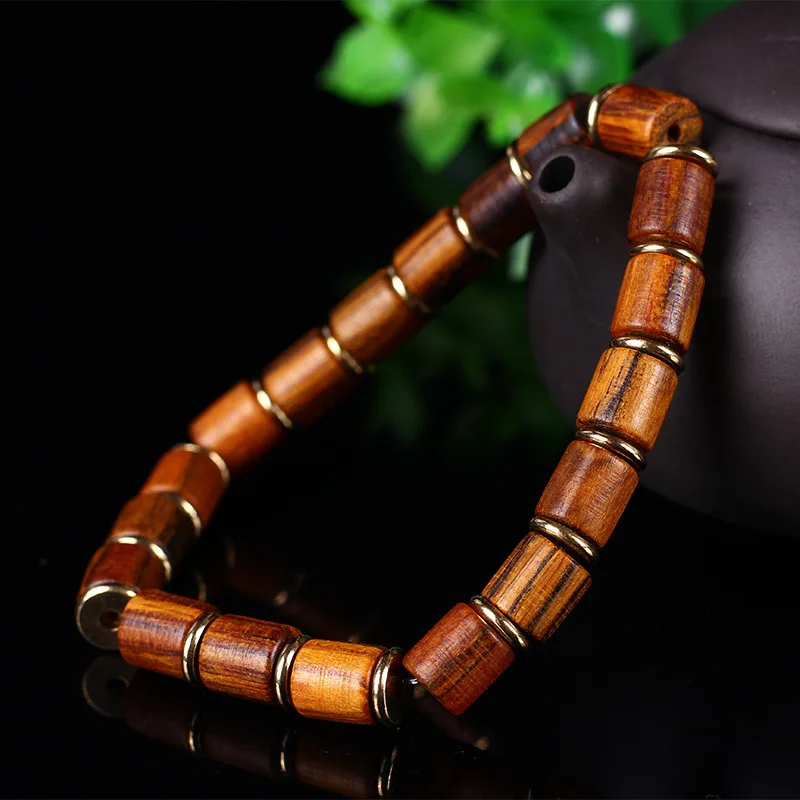 Натуральный Деревянный Браслет из бусин Nanmu мужской браслет ручной работы