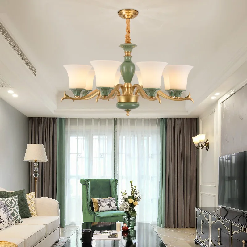 

Modern lustre living room copper chandelier lighting dining ceiling chandelier with porcelain brass kitchen fixture lamp bedroom