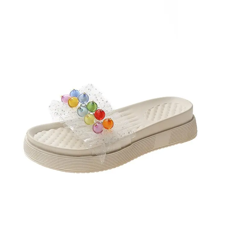 

Lace Sandals Women's Fashion Outerwear 2021 Summer New Women's Shoes Rhinestone Flat Beach Shoes