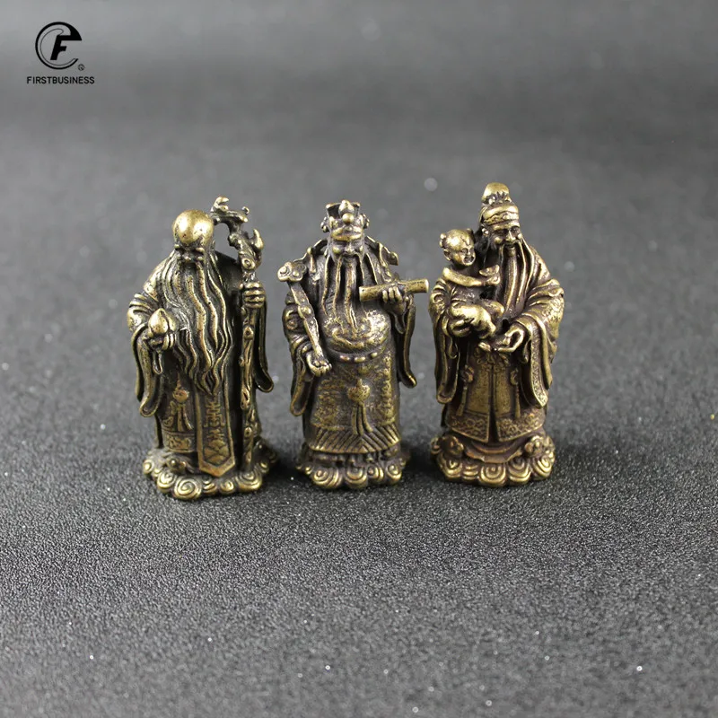 Статуэтка Будды из чистой меди Античная бронзовая статуэтка Призрака с 3 богами