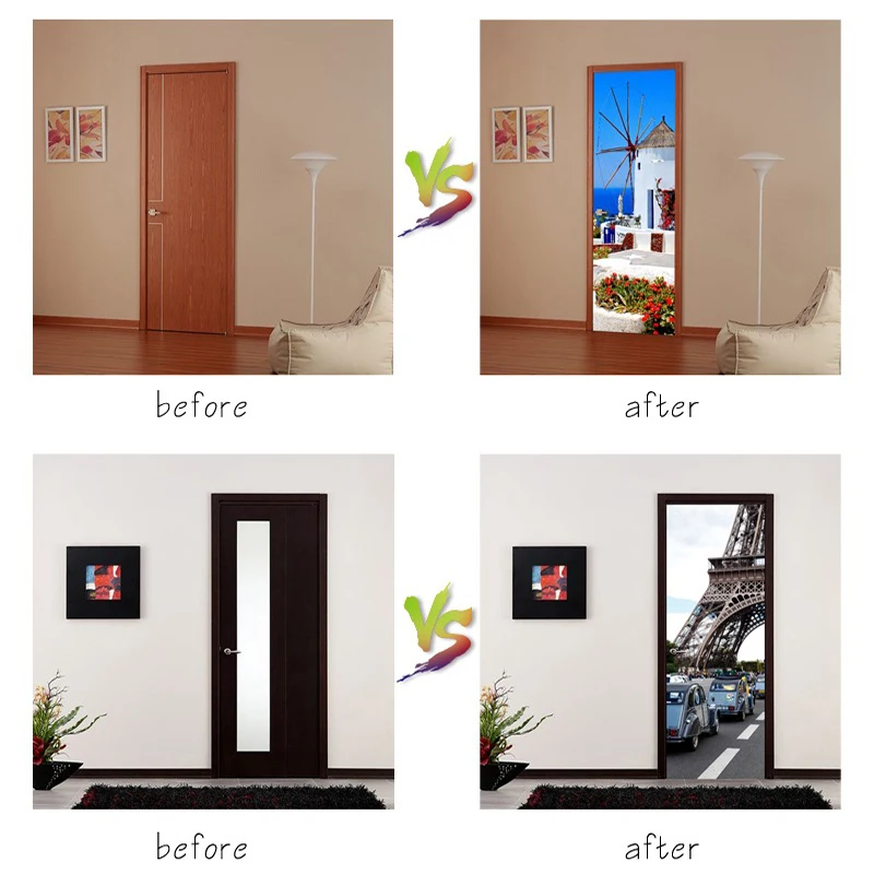 80x200cm Leaning Tower of Pisa Door Stickers For Living Room Bedroom Self-adhesive Wall Murals Removable Wallpaper Home Decor