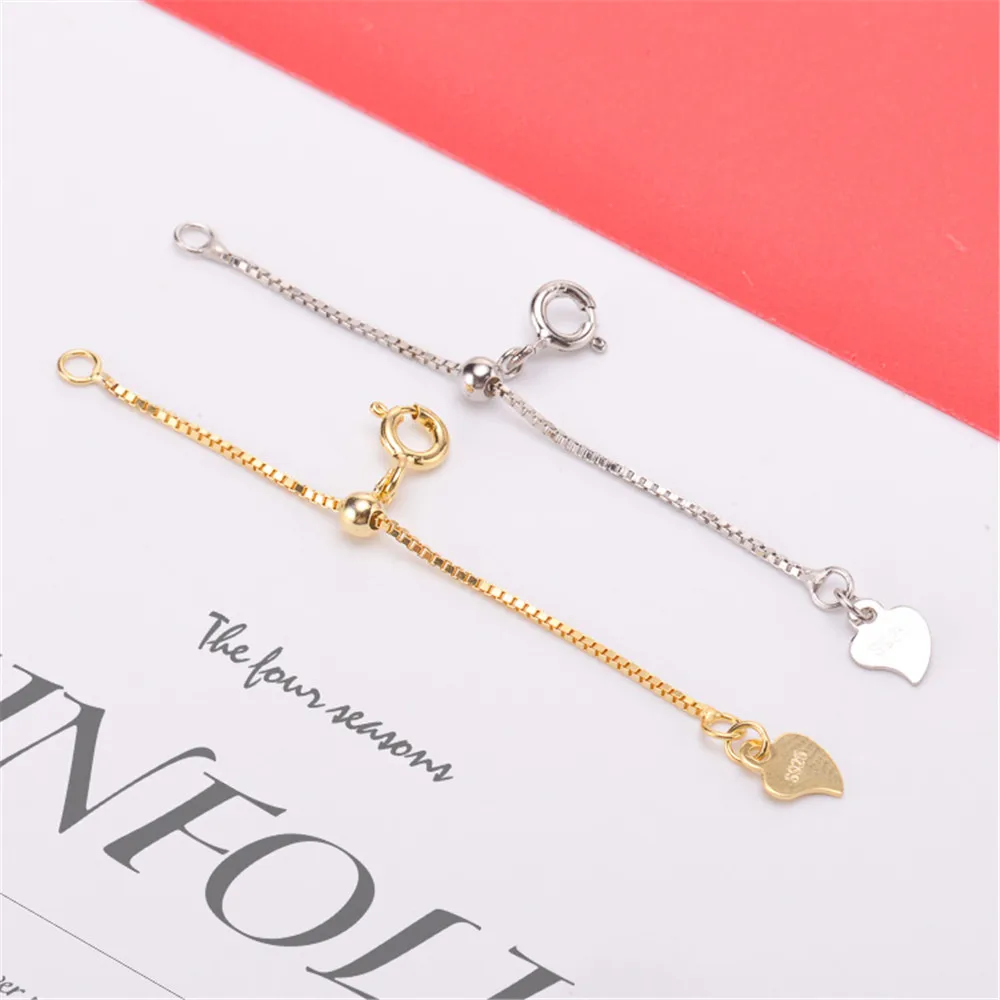 Купи S925 Sterling silver gold plated silver chain Bracelet Necklace buckle Extension chain Box chain extendable chain за 168 рублей в магазине AliExpress