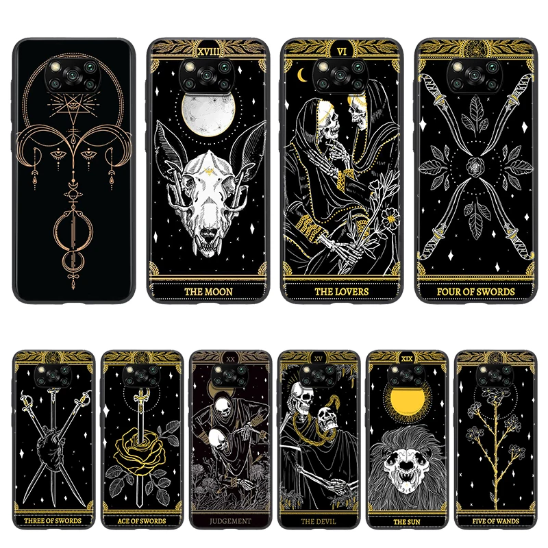 

For Xiaomi Poco X3 NFC GT M3 M2 X2 F3 F2 Pro C3 F1 Mi Play Mix 3 A2 A1 6X 5X Black Soft Death Tarot Phone Case