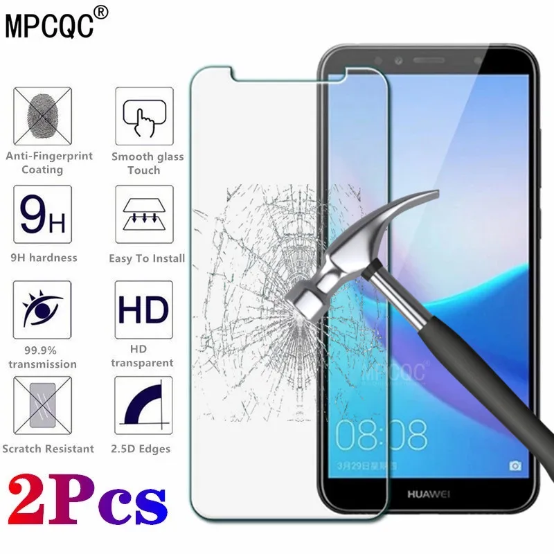 2 шт закаленное стекло для huawei Honor 7A Рro протектор экрана 8A 7C Y5 2018 Y6 Y7 Y9 2019 Защитное