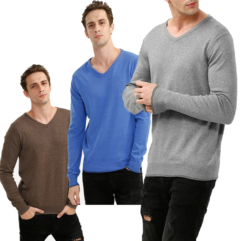 

ZAN.STYLE VC Men Crew Neck Sweatshirt Cotton Blend Knitting Smarts Solid 3XL Basic Soft Pullovers