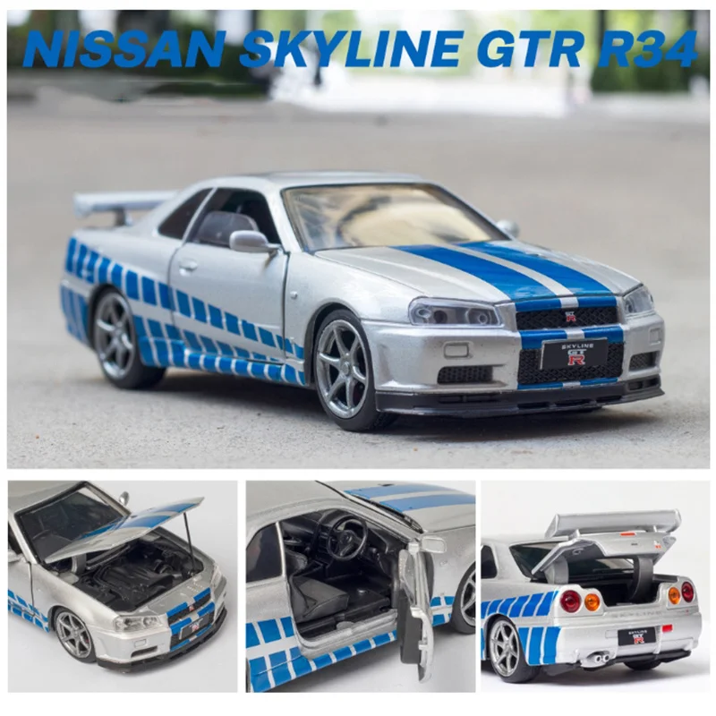 Модель автомобиля игрушечного Nissan Skyline Ares GTR R34 R35 литой металлический автомобиль