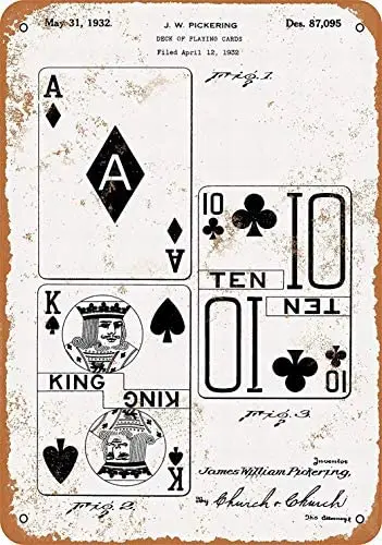 

8 x 12 Metal Sign - Playing Cards Patent - Vintage Bar Wall Decorative