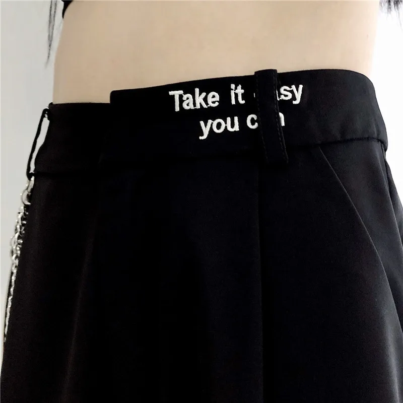 

GOOHOJIO 2020 New Fashion Streetwear Black Casual Pants for Women Solid Color Pants for Women High Waist Loose Wide Leg Pants