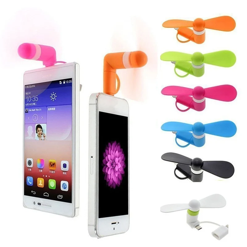 

Portable 2 in 1 USB Cell Phone Fan Powerfull Hanldheld Mini Fan for iPad iPhone 5 6 7 8 X XS for Android Micro-USB Phones