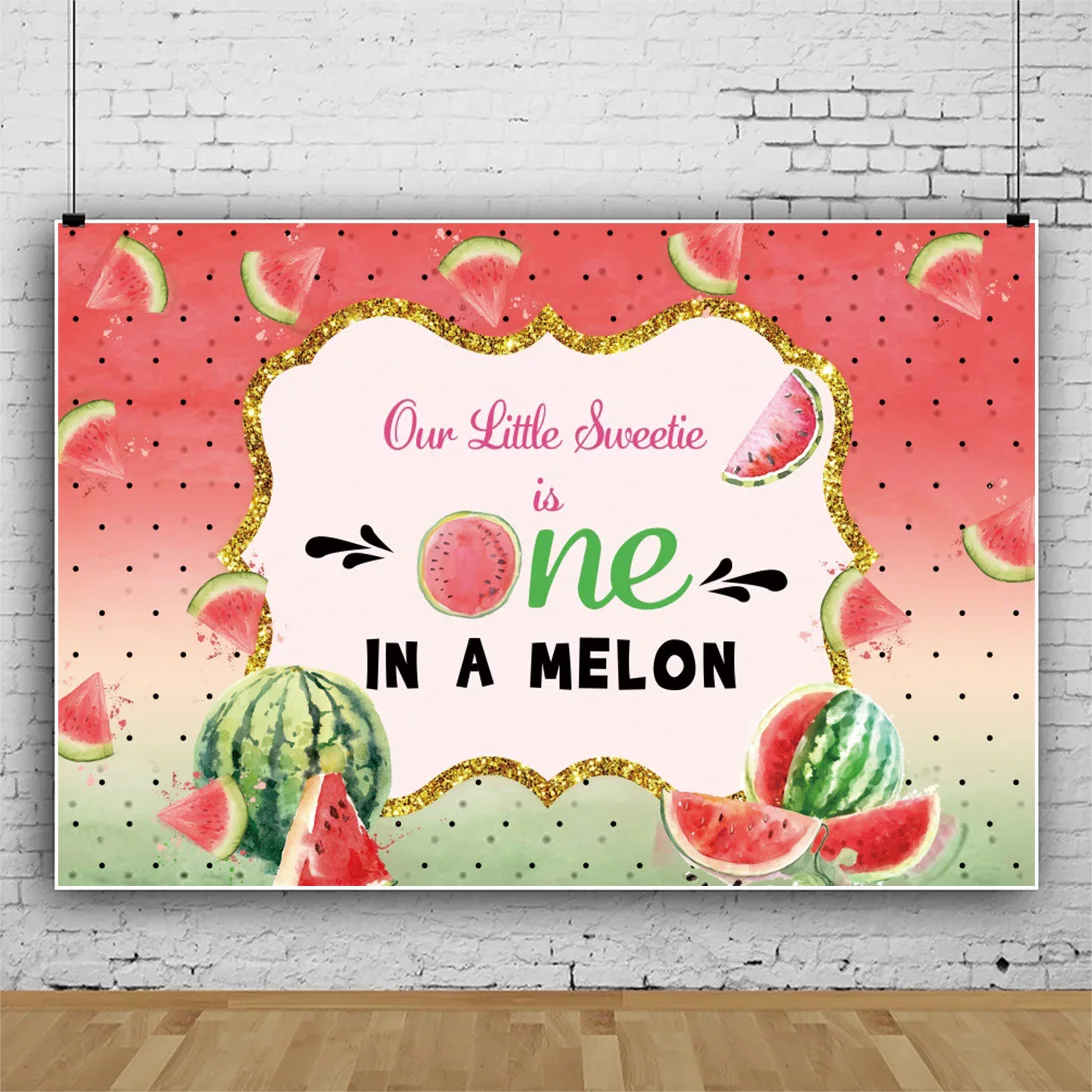 

Фруктовый фон для фотосъемки на день рождения, вечерние, с орнаментом в виде арбуза, апельсина, ананасов и клубники; Студийного фотографиров...