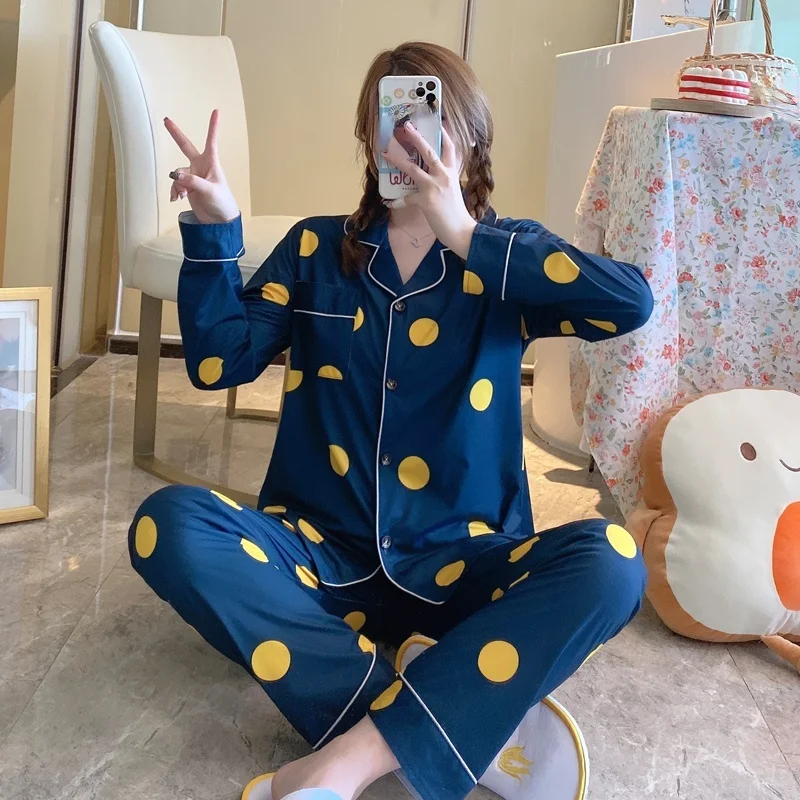 

Новое поступление, пижамный комплект, Женский весенне-осенний Новый стиль, Женский Повседневный Кардиган с длинным рукавом, ночная рубашка ...