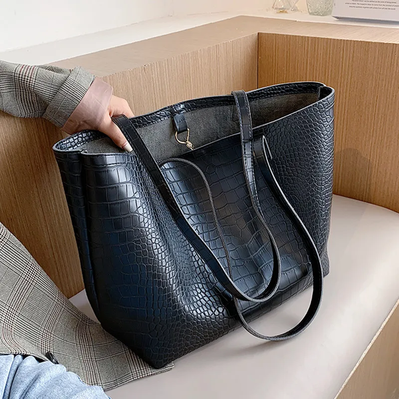 

Повседневные вместительные сумки на плечо для женщин 2021, большие женские сумки, женские сумки и кошельки, сумка с ручками сверху, Классическ...