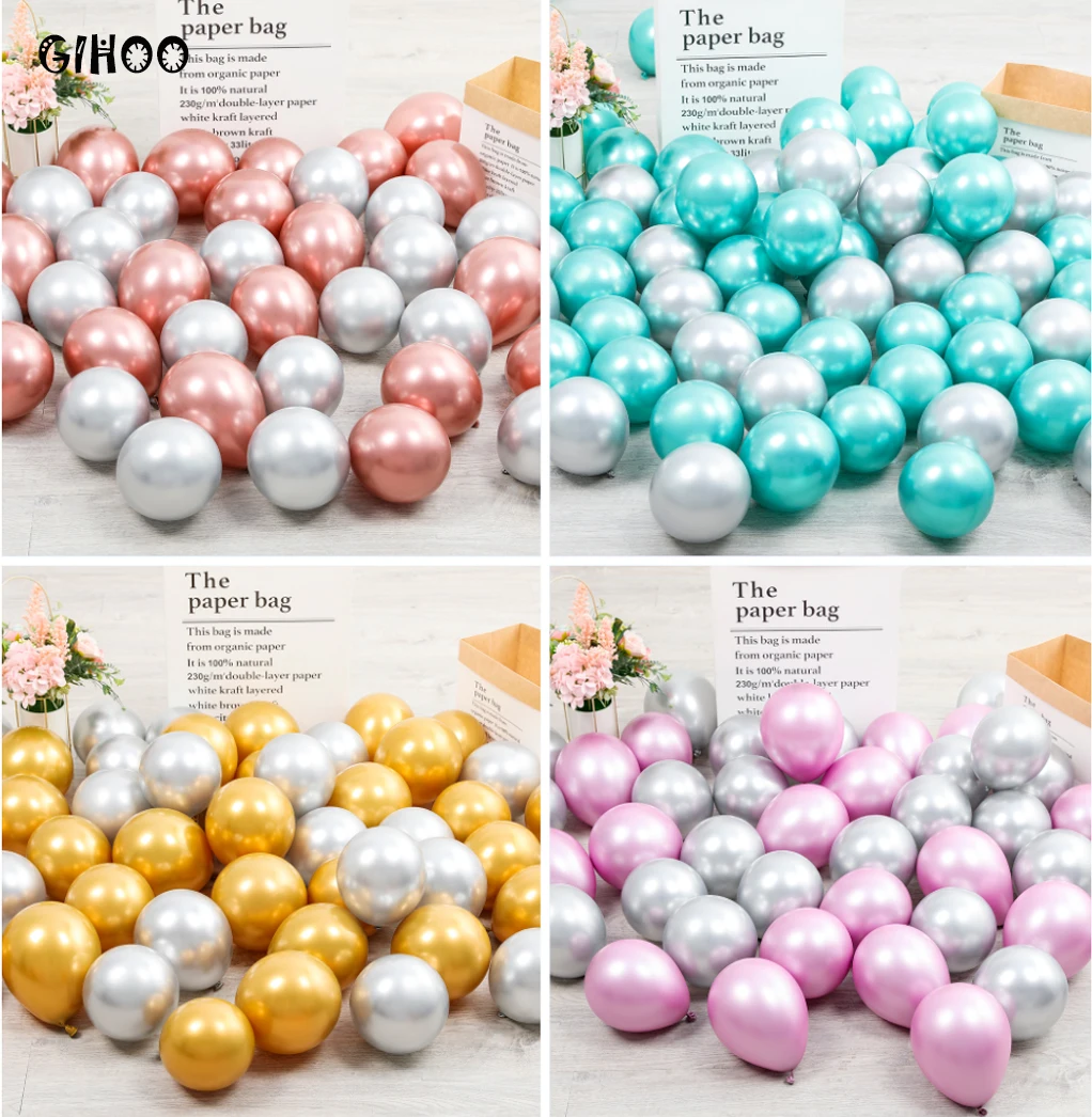

30/50pcs 5inch Chrome Latex Balloon Mixed New Color Rose Gold Blue Purple Baby Shower Birthday Party Wedding Metallic Gree Globe