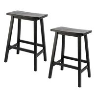 2pcs pine wood saddle seat bar stool suitable for kitchen home bar den outdoor patio etc black us stock