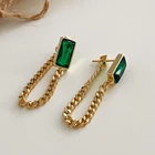 Новые зеленые Висячие серьги для женщин, трендовые серьги-цепочки из кубинской цепи для женщин, подарок для девочек, ювелирные изделия 2021, тренд KBE107