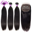 Ali волос 6x6 застежка и пряди бразильские натуральные кудрявые пучки волос пряди с закрытием прямые человеческие волосы 3 пряди с закрытием