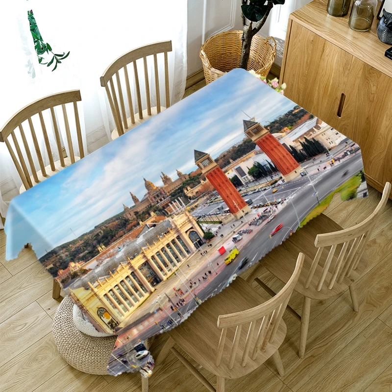 Утолщенная хлопчатобумажная скатерть 3D британского здания моста