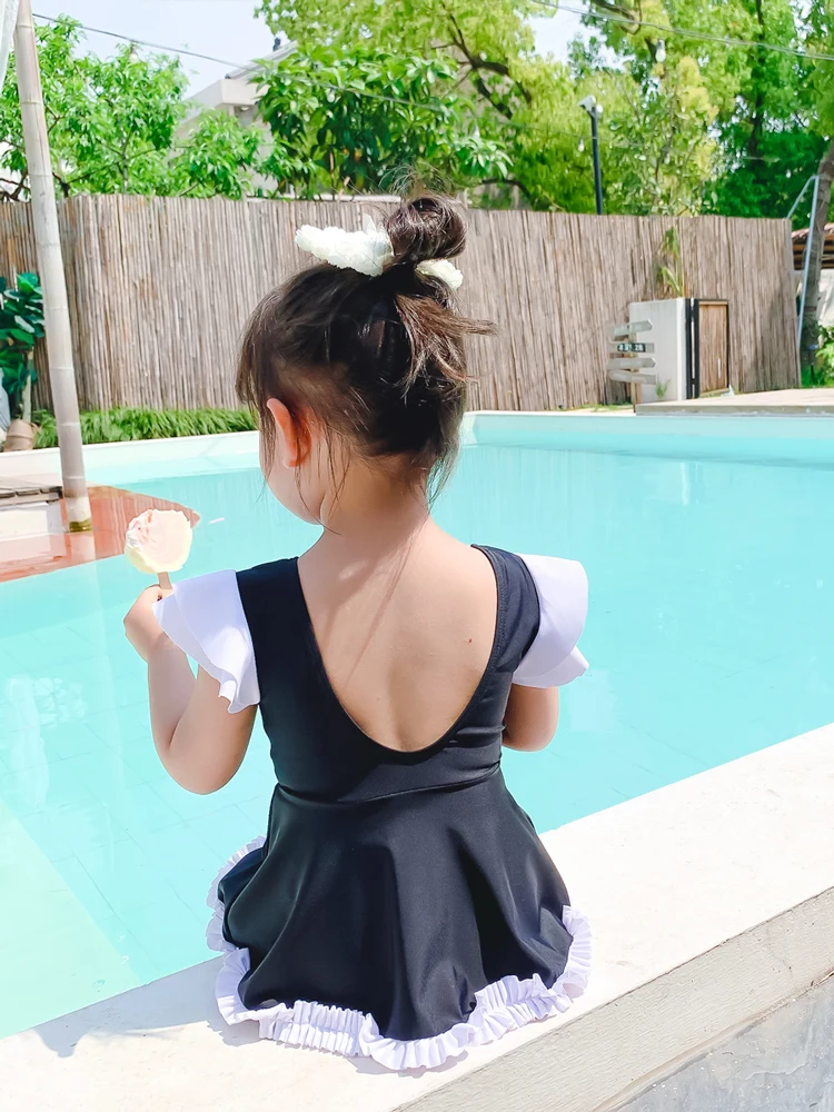 

Rhyme Lady 2020 Summer Swimsuit Newborn Children Kid Baby Girl Swimwear Swimsuit One-piece Bikini Beachwear Strap Solid Ribbed