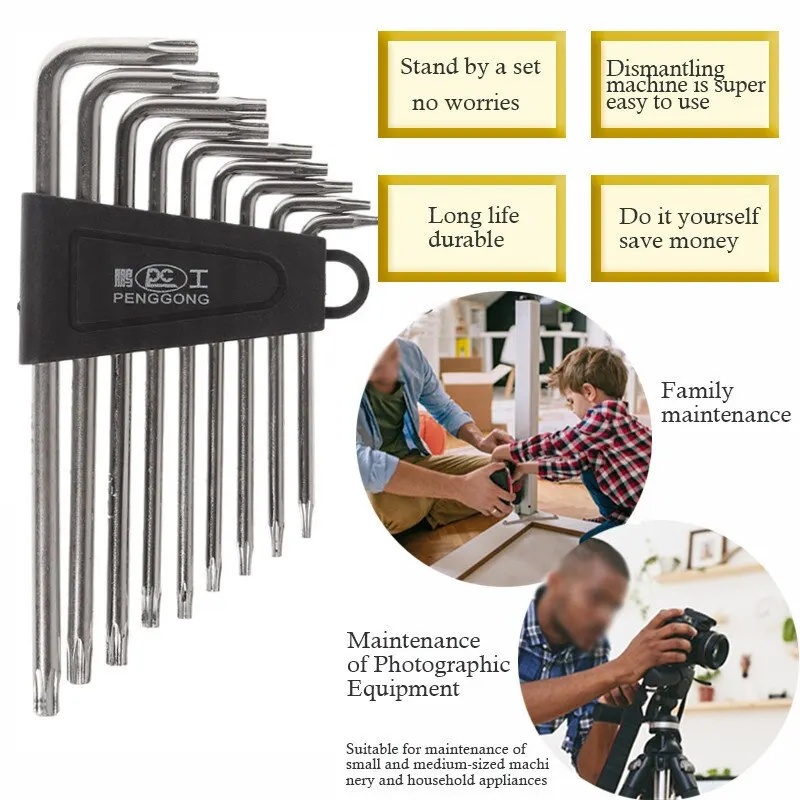 9 Pcs/Set Hex Key Wrench Sets Torx L Shape Kit Metric Professional Multifunctional Screwdriver Repair Hand Tool Set New | Инструменты